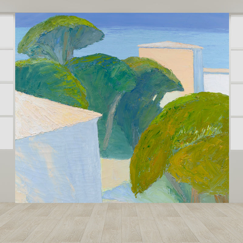 Green Hill and Trees Mural Wallpaper for Ornament Modern Art Living Room Wall Covering