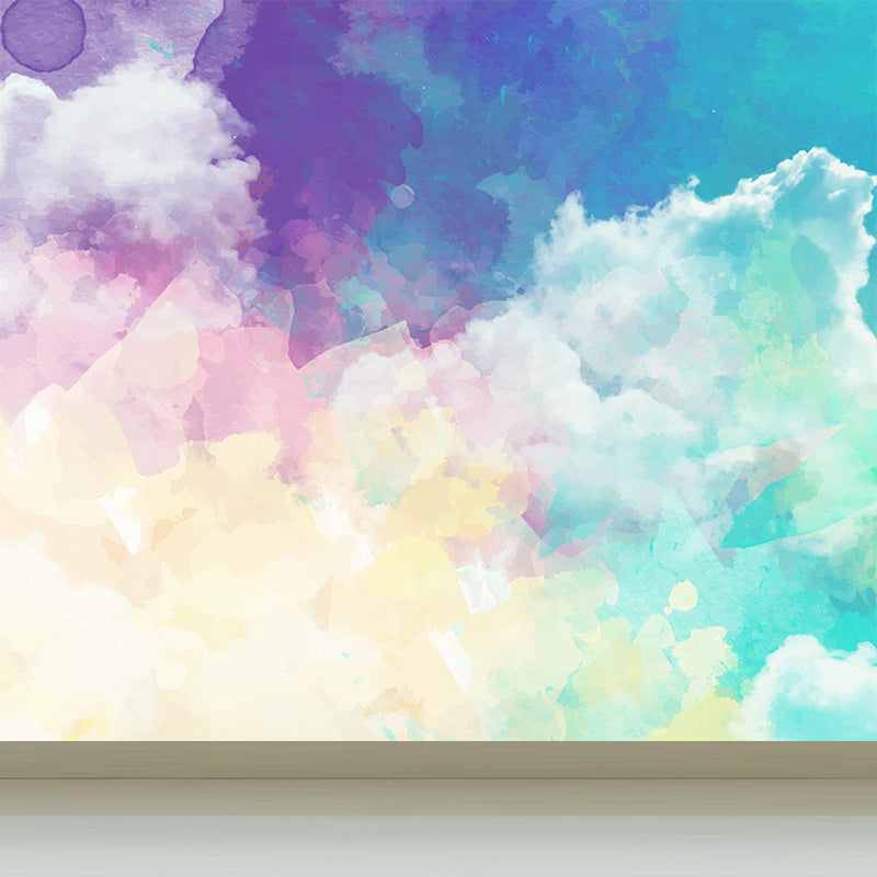 Stain Resistant Abstract Pattern Mural Non-Woven Texture Modern Wall Decor for Girls Room