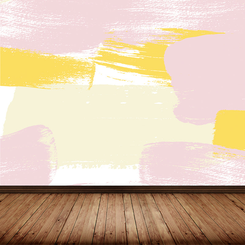 Brush Stroke Pattern Mural Wallpaper Pink Contemporary Wall Covering for Living Room