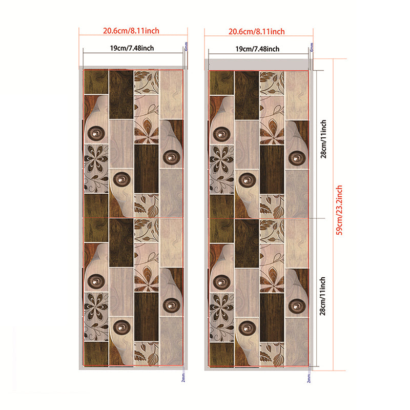 Brown Floral Print Brick Wallpapers Peel and Stick Retro Bathroom Wall Decoration