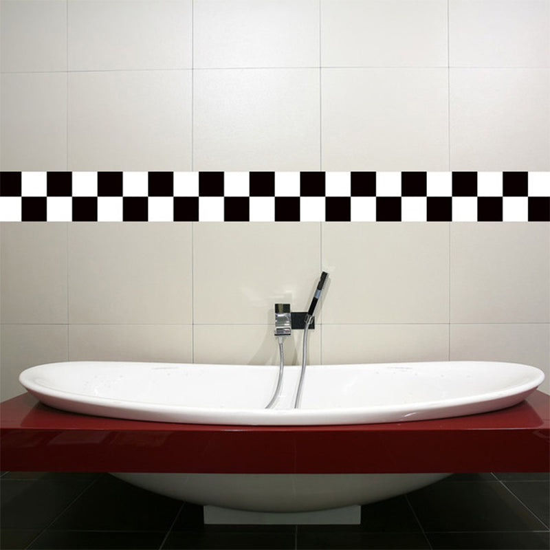 Black and White Checkered Wallpaper Border Easy Peel off Wall Decor for Living Room