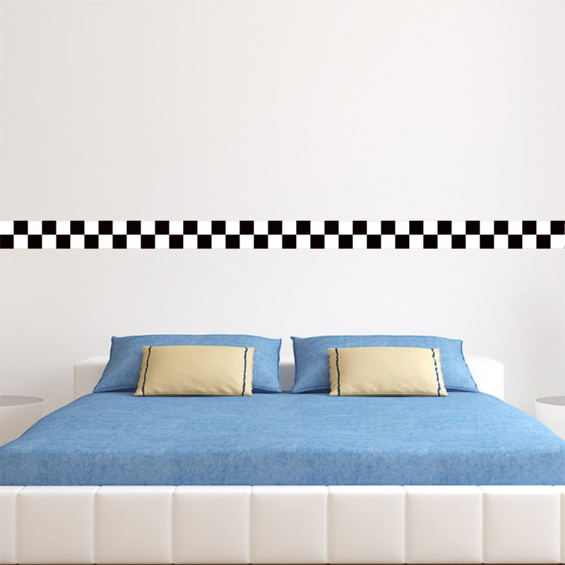 Black and White Checkered Wallpaper Border Easy Peel off Wall Decor for Living Room