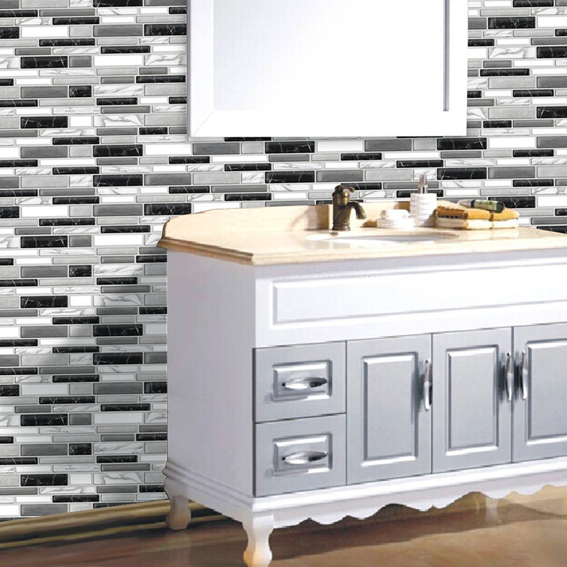 Papier peint à décoller en brique, décoration murale en mosaïque rustique soignée de couleur foncée, 12' x 12"