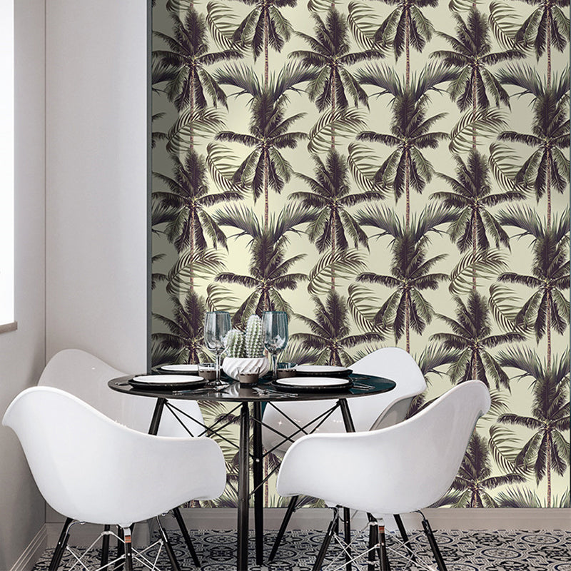 Coconut Tree Print Wallpaper Roll Green Tropical Wall Decor for Living Room, Peel and Paste