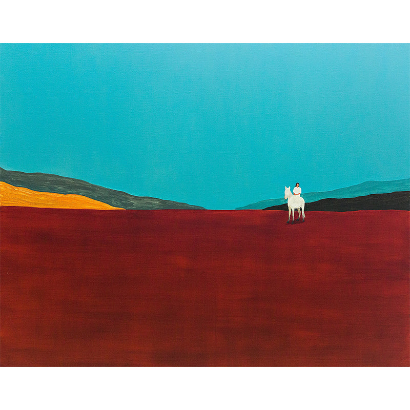 Contemporary Art Meadow Scene Mural Red Decorative Wall Covering for Living Room