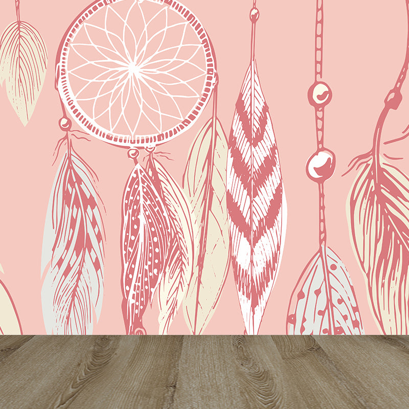 Illustration Dreamcatcher Wall Mural for Living Room, Light Color, Custom Size Available