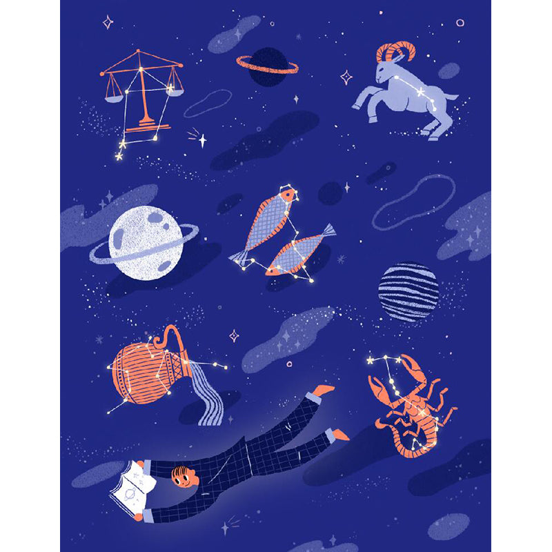 Contemporary Boy Mural Wallpaper Starry Night View and Planet Purple Wall Covering