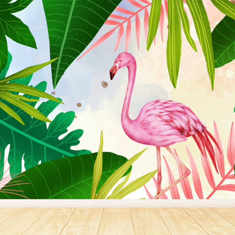 Big Field Flamingo Mural Wallpaper Decorative Tropical Living Room Wall Covering