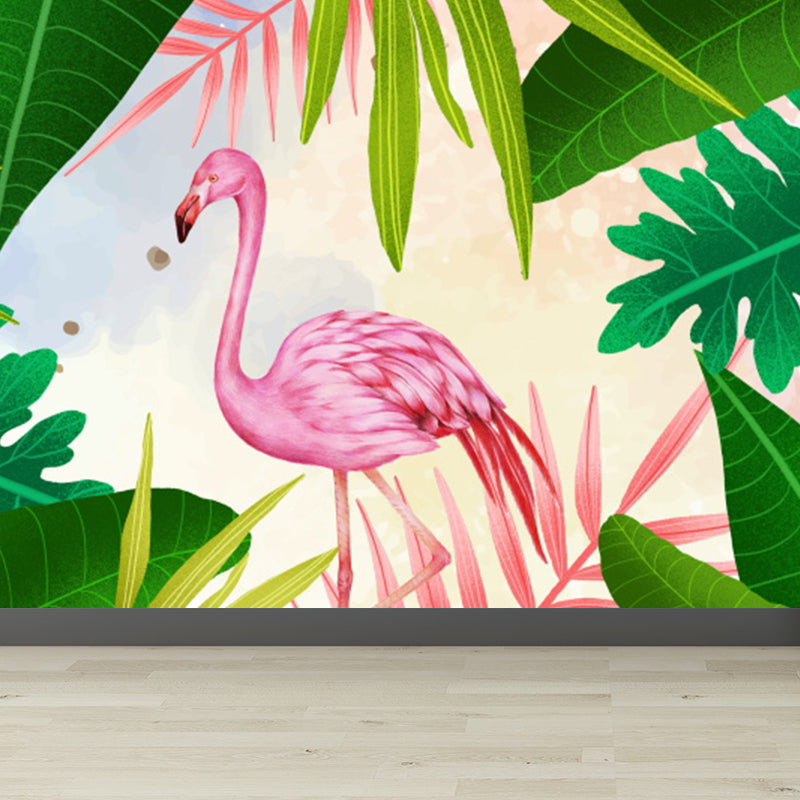 Big Field Flamingo Mural Wallpaper Decorative Tropical Living Room Wall Covering