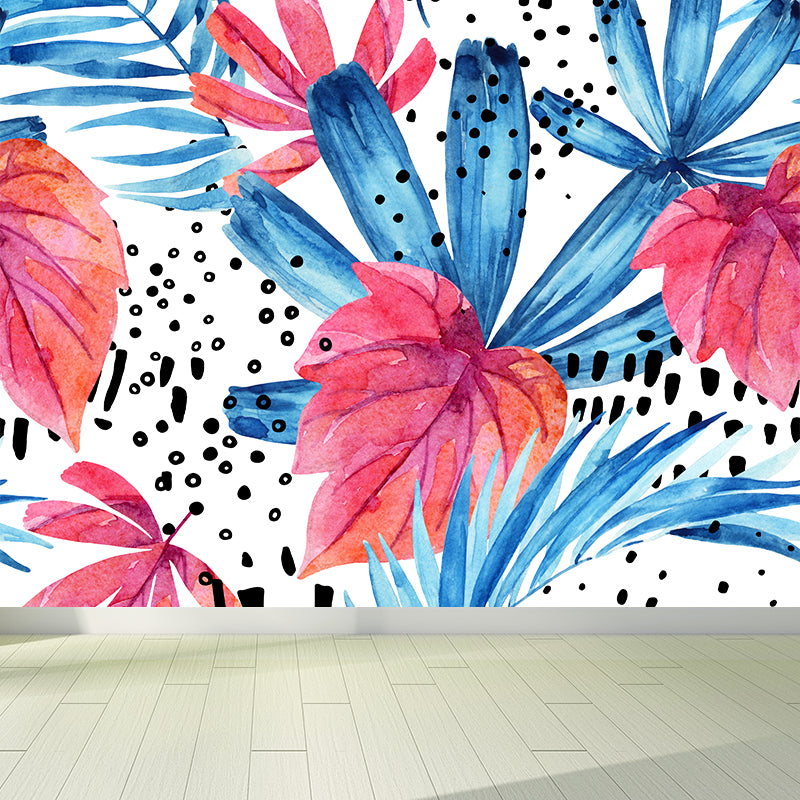 Leaves Pattern Wall Mural Tropical Decorative Girls Room Wall Covering, Custom Printed