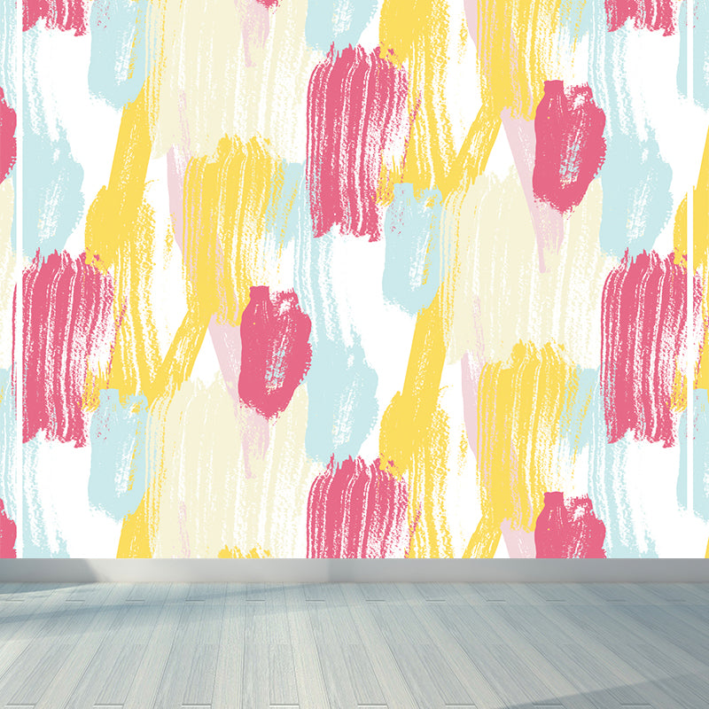 Modern Abstract Mural Wallpaper for Boys Bedroom Customised Wall Covering in Yellow