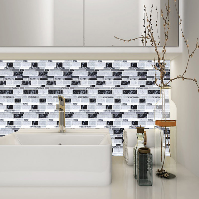 Marble Brick Wallpaper Panel Set Peel and Stick Farmhouse Restroom Wall Decor in Grey