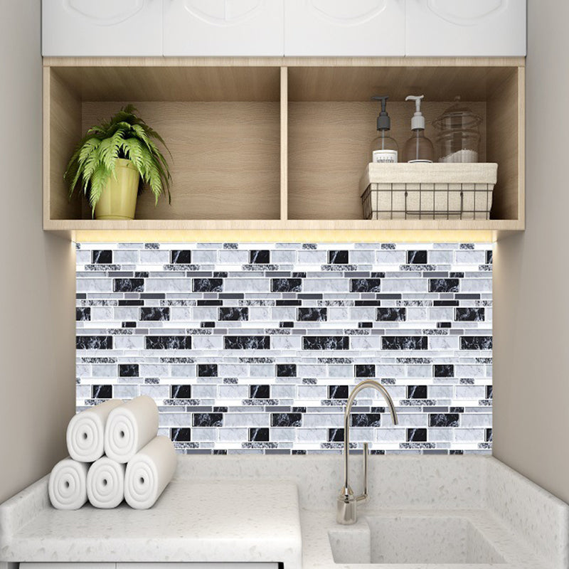 Marble Brick Wallpaper Panel Set Peel and Stick Farmhouse Restroom Wall Decor in Grey