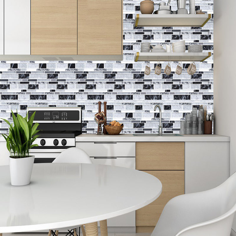 Marble Brick Wallpaper Panel Set Peel and Stick Farmhouse Restroom Wall Decor in Grey