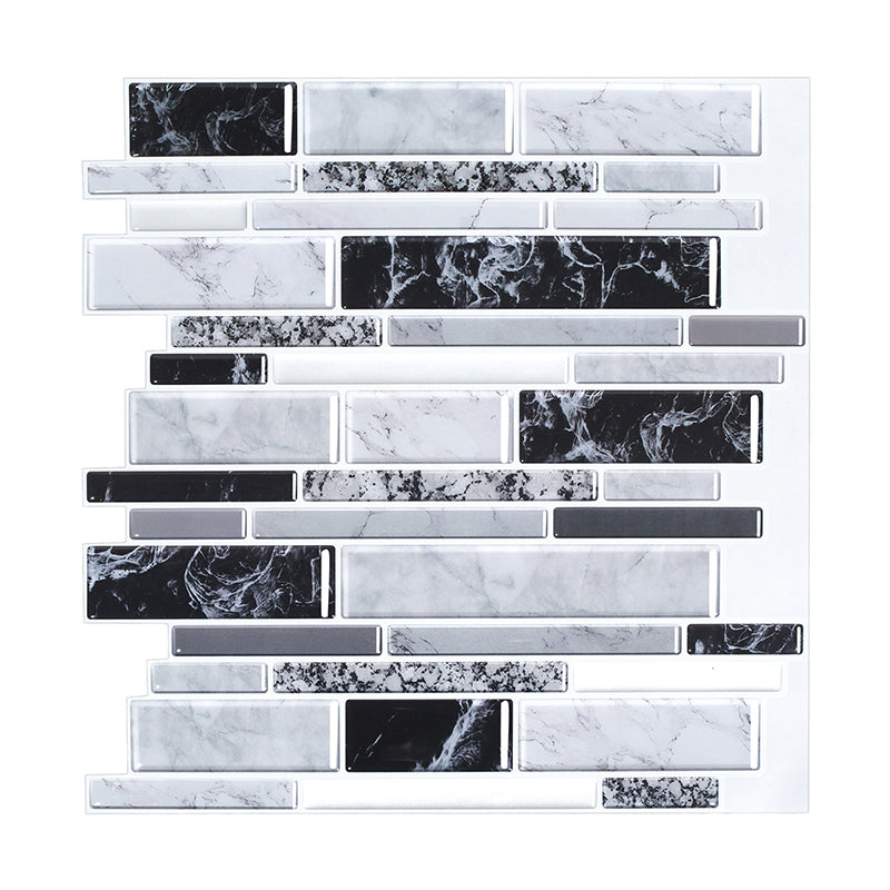 Marble Brick Wallpaper Panel Set Peel and Stick Farmhouse Restroom Wall Decor in Grey