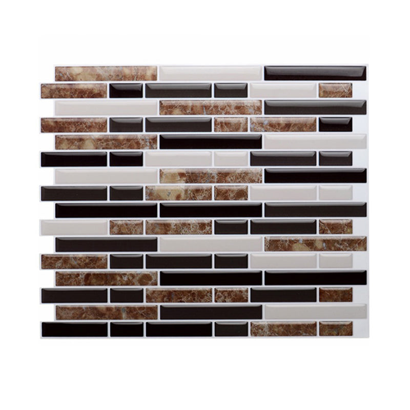 Mosaic Effect Brick Wallpaper Panel Set Rustic Smooth Peel Wall Covering in Dark Brown