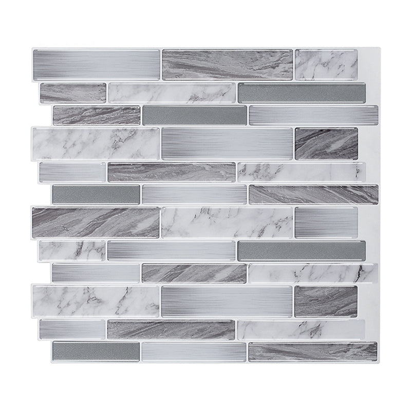 Grey Marble Brick Wallpaper Panels Mosaic Cottage Adhesive Wall Covering for Kitchen