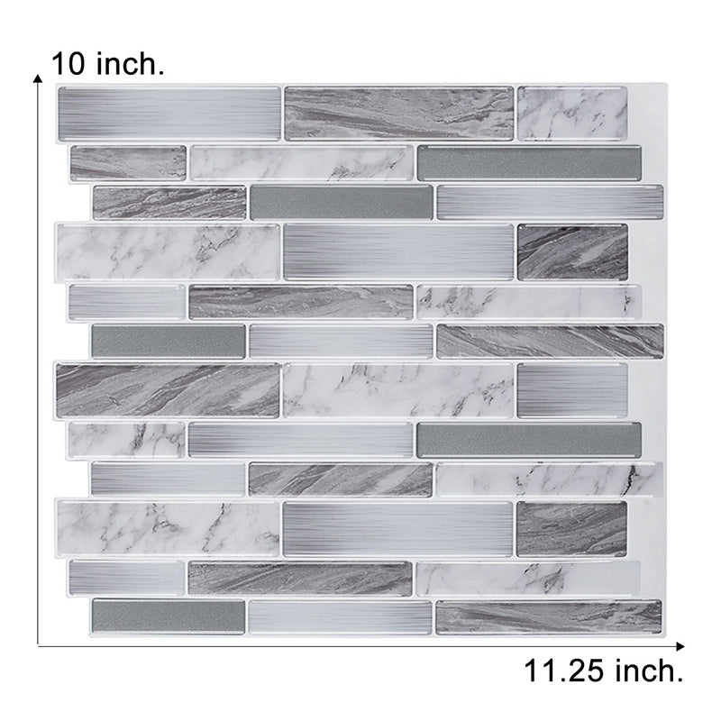 Grey Marble Brick Wallpaper Panels Mosaic Cottage Adhesive Wall Covering for Kitchen
