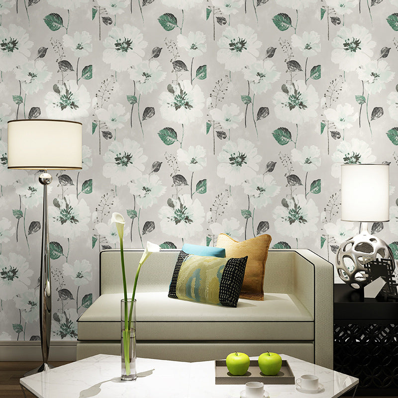 Soft Color Rust Wallpaper Roll 57.1-sq ft Blossoming Flower Pattern Wall Covering for Bedroom
