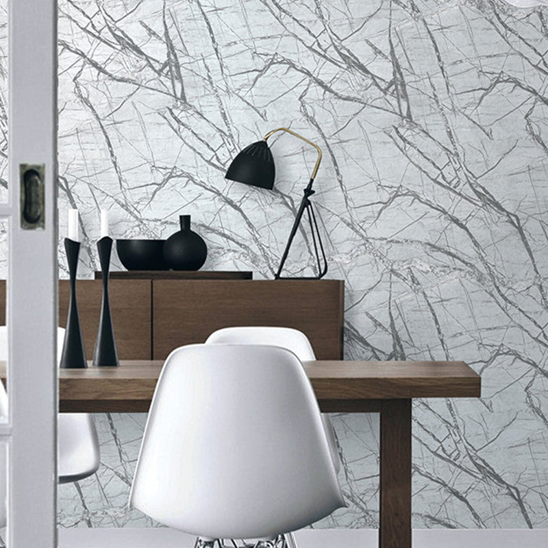 Modern Marble Veins Print Wallpaper for Dining Room 33' x 20.5" Wall Covering in Grey