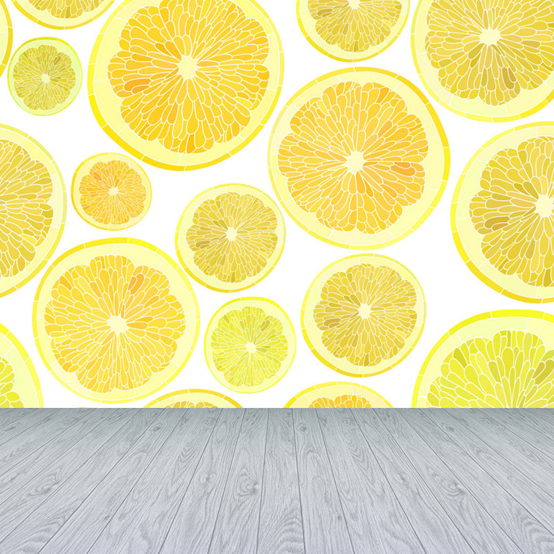 Huge Lemon Slices Mural Wallpaper Yellow Non-Woven Wall Art for Home Decor, Personalised