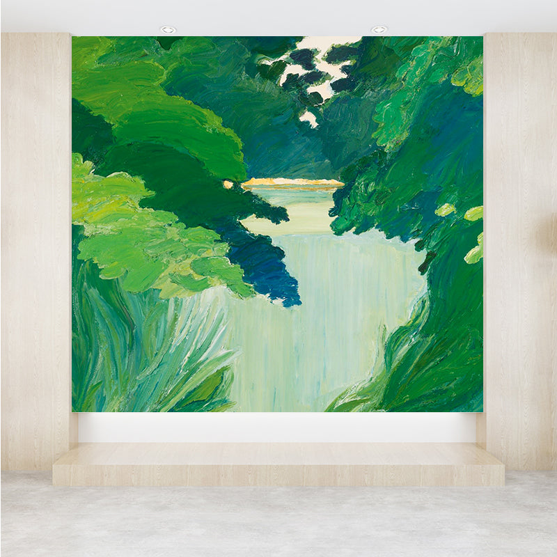 Stainproof Forest Landscape Mural Modern Aesthetics Non-Woven Wall Art, Custom Size Available