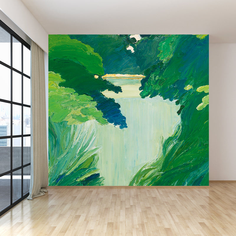 Stainproof Forest Landscape Mural Modern Aesthetics Non-Woven Wall Art, Custom Size Available