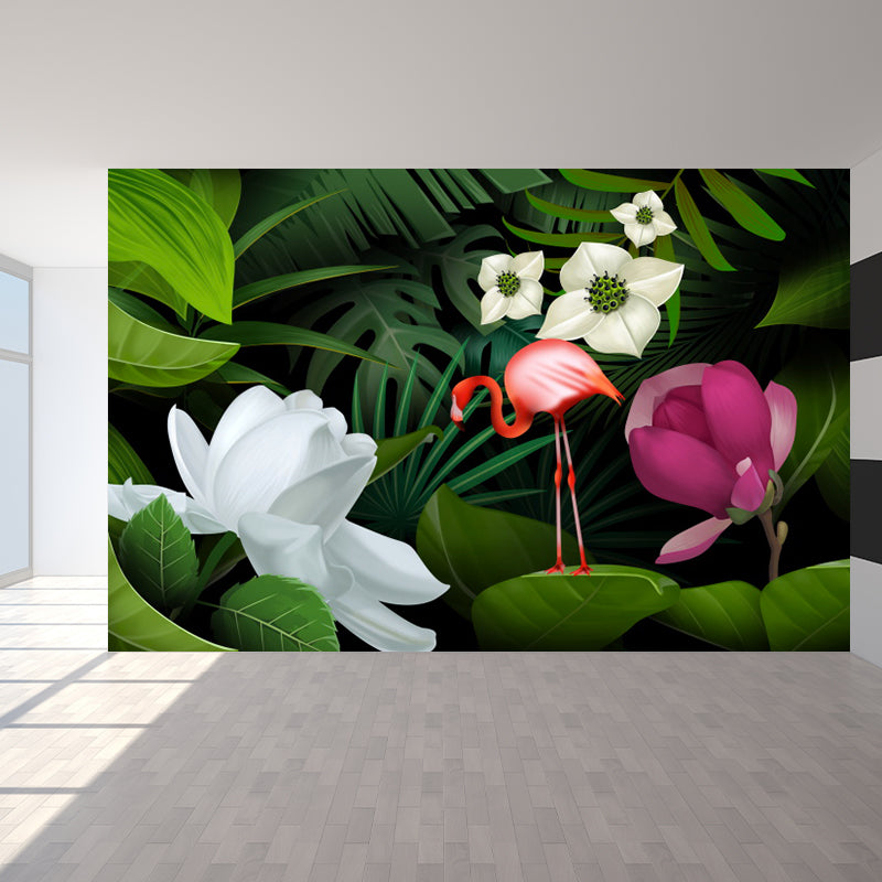 Tropicas Ducked Flamingo Mural Decal Green Wild Botanical Landscape Wall Covering