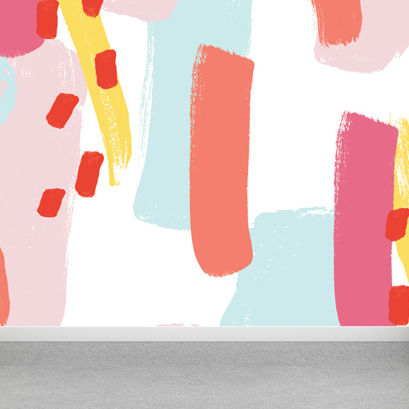 Illustration Style Abstract Wall Mural for Living Room, Blue, Custom Size Available