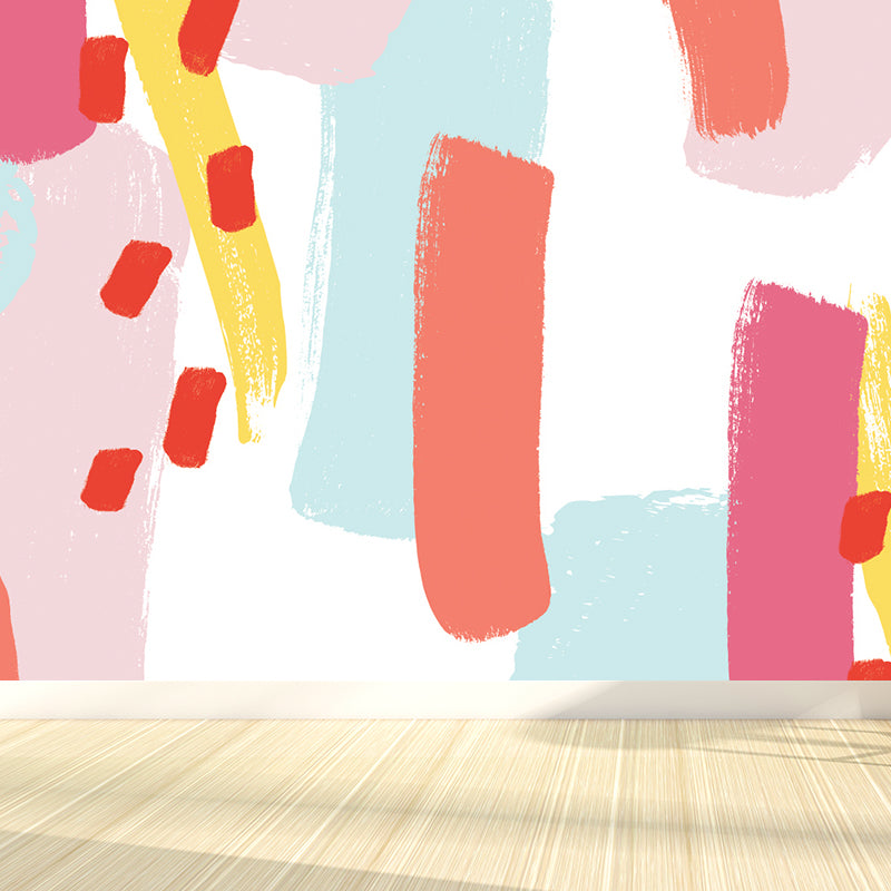 Illustration Style Abstract Wall Mural for Living Room, Blue, Custom Size Available