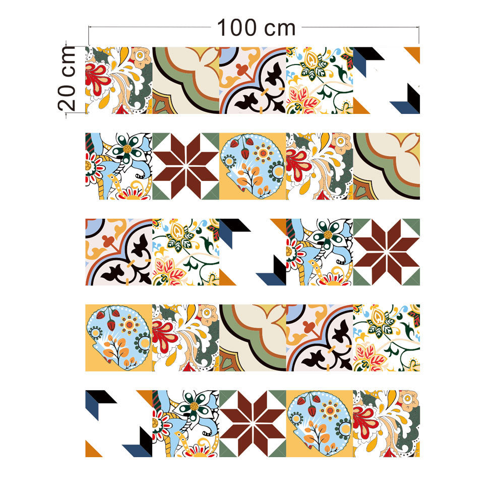 Bohemian Style Flower Wallpaper Panel for Kitchen 3.5' x 8" Peel off Wall Covering in Brown
