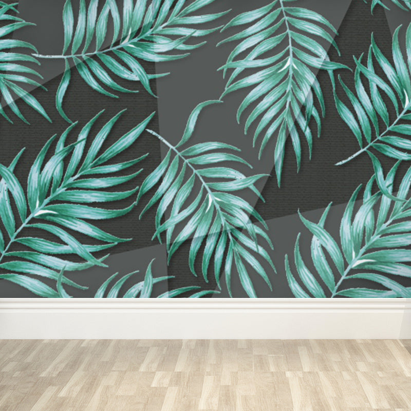 Giant Tropical Mural Wallpaper in Green Palm Leaves Wall Covering, Custom Printed