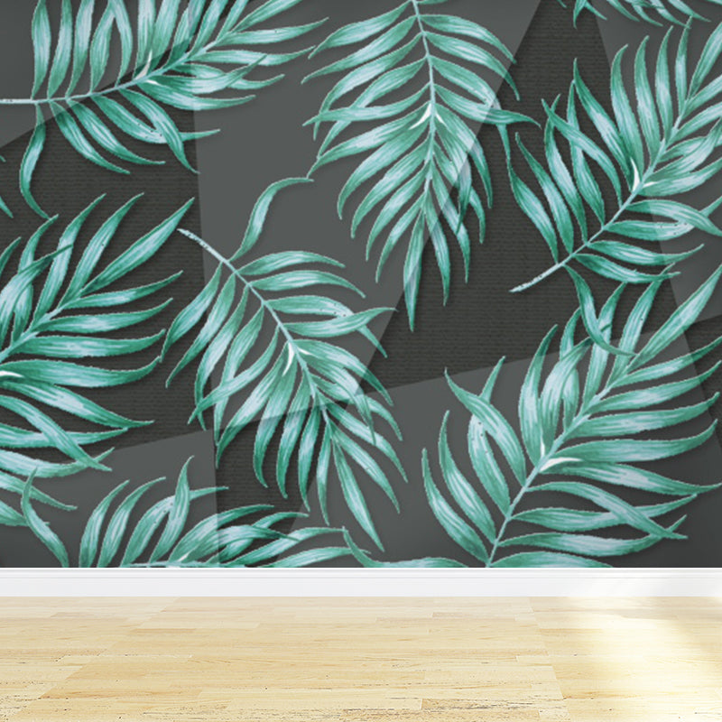 Giant Tropical Mural Wallpaper in Green Palm Leaves Wall Covering, Custom Printed