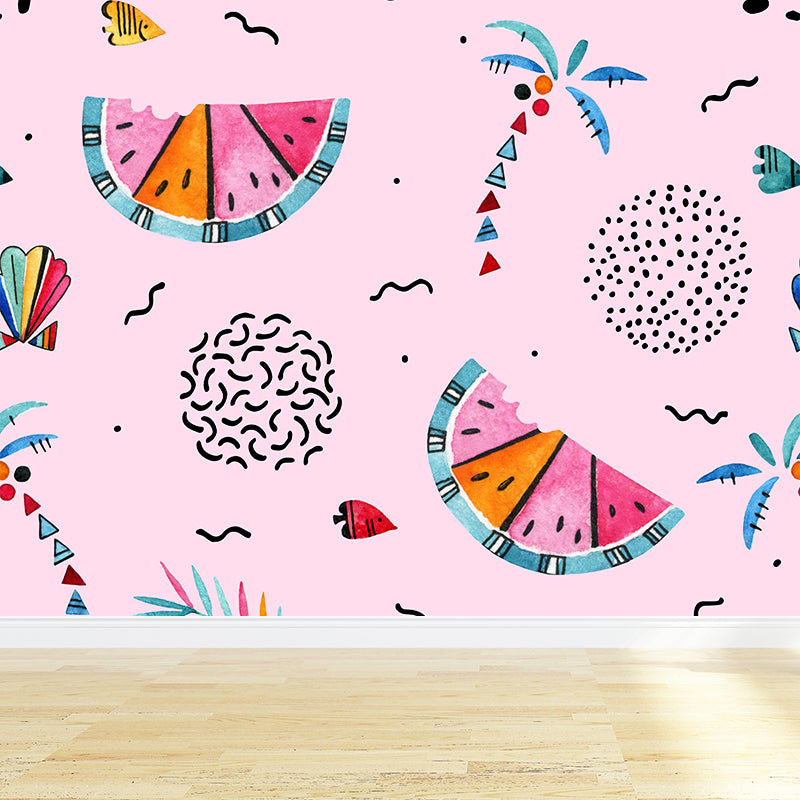 Washable Watermelon Wall Mural Non-Woven Cloth Tropical Wall Decor for House Interior
