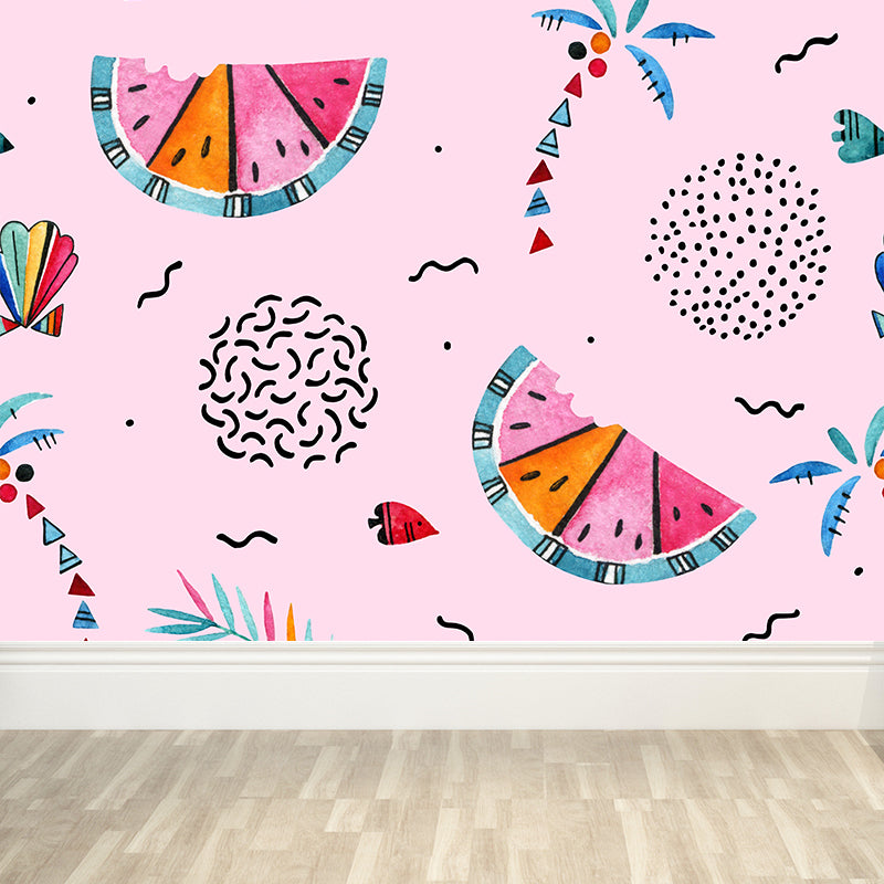 Washable Watermelon Wall Mural Non-Woven Cloth Tropical Wall Decor for House Interior