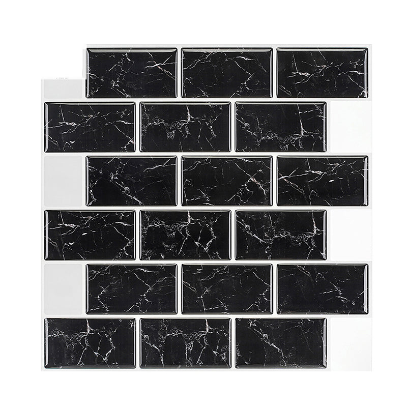 Black Marble Brick Wallpaper Panels Self Adhesive Country Style Kitchen Wall Covering
