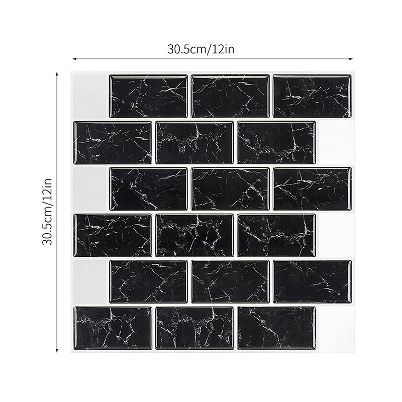 Black Marble Brick Wallpaper Panels Self Adhesive Country Style Kitchen Wall Covering