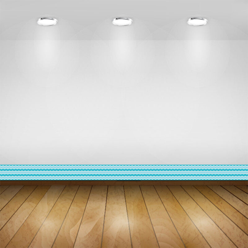 Simple Wave Pattern Wallpaper Border PVC Removable Blue Wall Covering for Bedroom