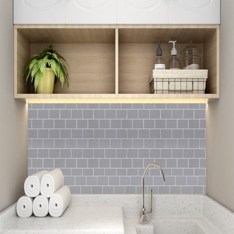 Grey Brick Wallpaper Panels Self-Sticking Country Bathroom Wall Covering, 12' L x 12" W