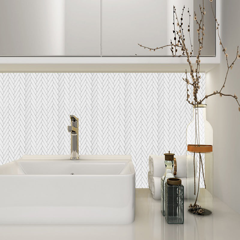 Adhesive Herringbone Brick Wallpaper Panel PVC Country Style Wall Decor for Restroom