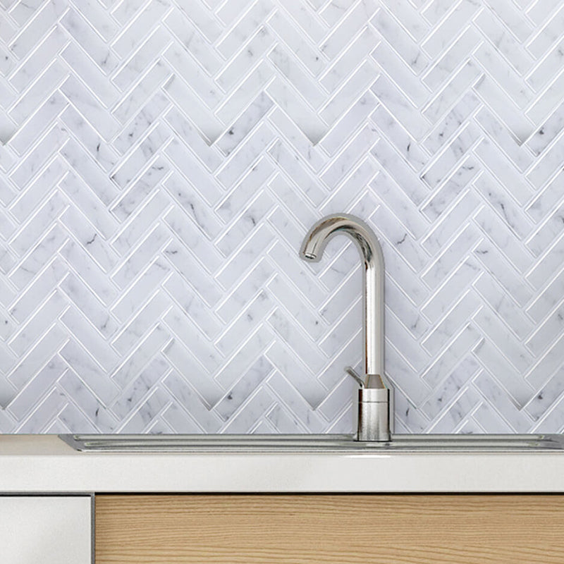 Adhesive Herringbone Brick Wallpaper Panel PVC Country Style Wall Decor for Restroom