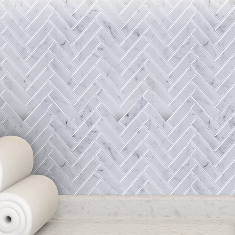 Adhesive Herringbone Brick Wallpaper Panel PVC Country Style Wall Decor for Restroom