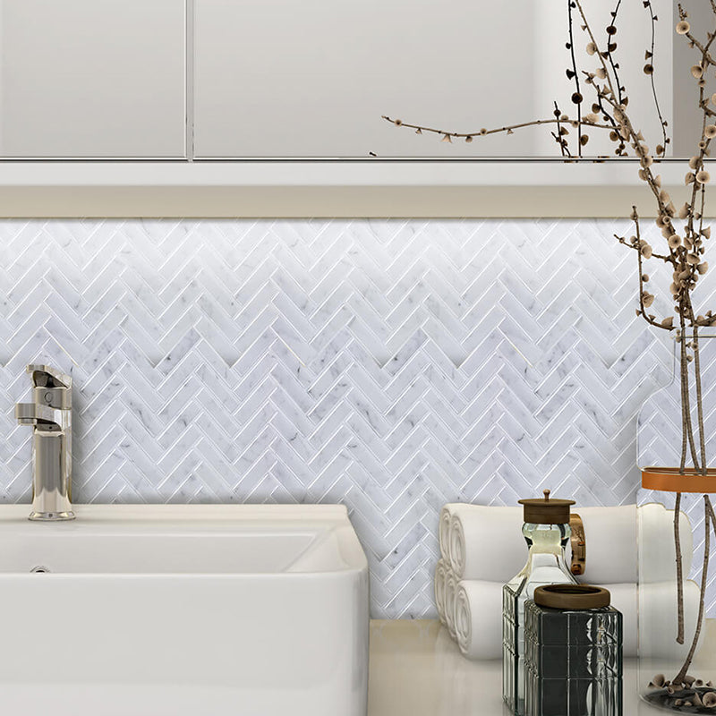 Adhesive Herringbone Brick Wallpaper Panel PVC Country Style Wall Decor for Restroom