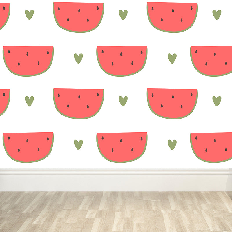 Whole Watermelon Block Mural Wallpaper for Wall Decor Contemporary Girls Room Wall Art