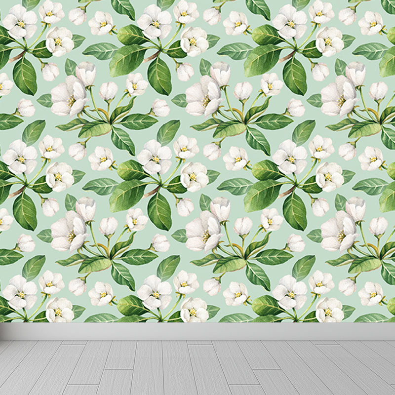 Waterproof Flowers Wall Mural Tropical Non-Woven Wall Covering, Custom Size Available