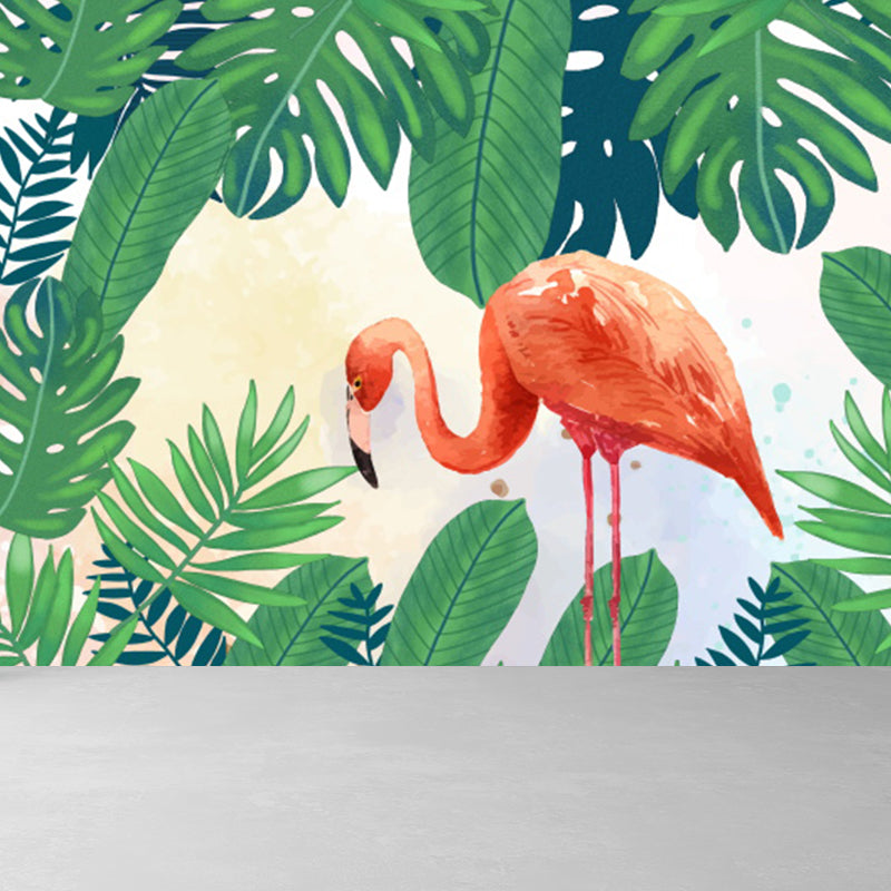 Home Decor Flamingo Mural Decal Customized Tropical Wall Covering for Girls Bedroom