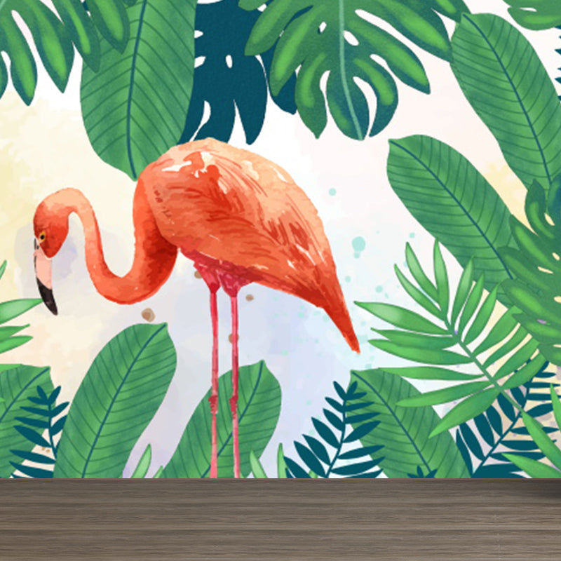 Home Decor Flamingo Mural Decal Customized Tropical Wall Covering for Girls Bedroom