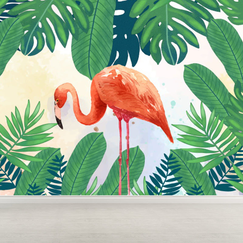 Home Decor Flamingo Mural Decal Customized Tropical Wall Covering for Girls Bedroom