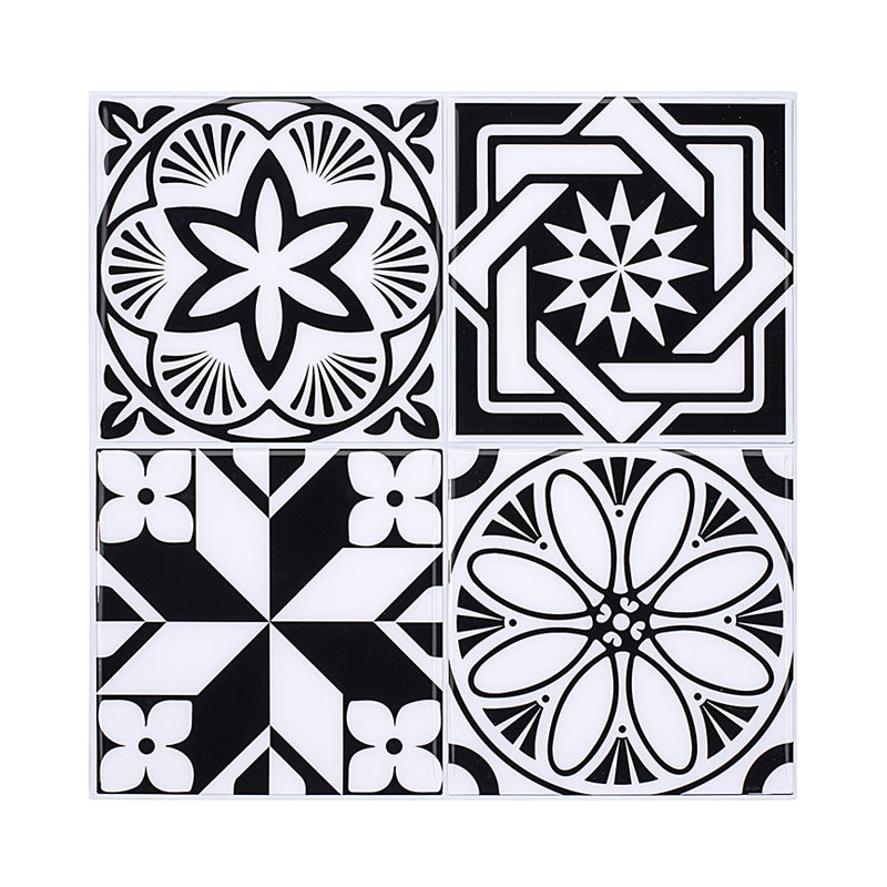 Black Flower-Like Wallpapers Seamless Pattern Boho Pick Up Sticks Wall Art for Restroom
