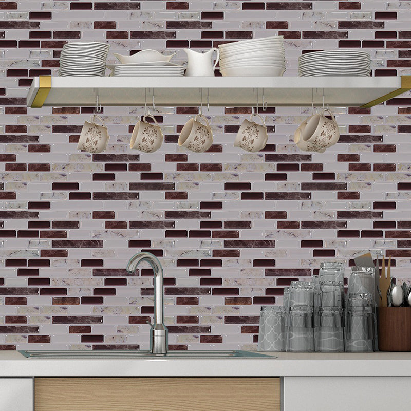 Rustic Brick Effect Peel Wallpaper Panel Grey and White Mosaics Wall Art for Washroom